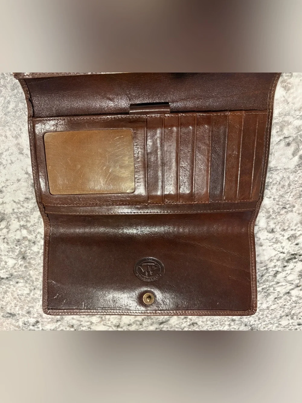 Brahmin Brown Woven Leather Checkbook Wallet